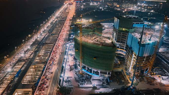 延时航拍深圳湾超级总部中国电子总部基地