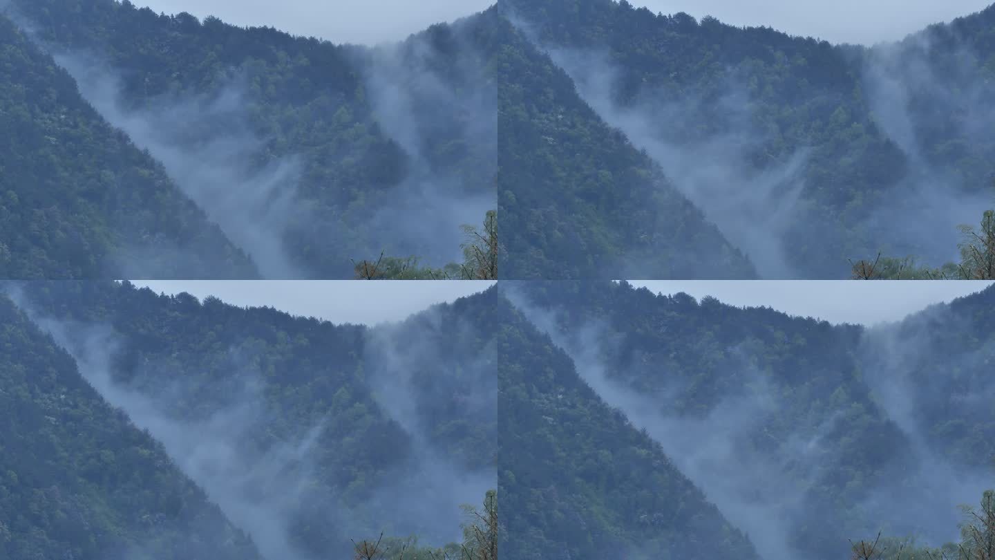 天台山清晨雾气航拍