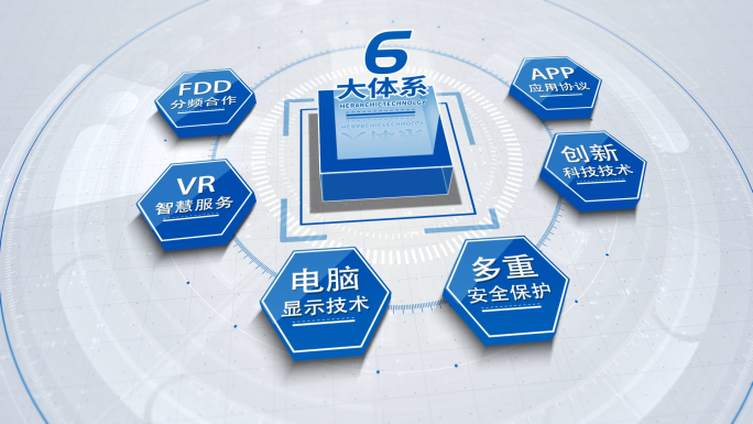 蓝色立体科技文字字幕分类展示AE模板