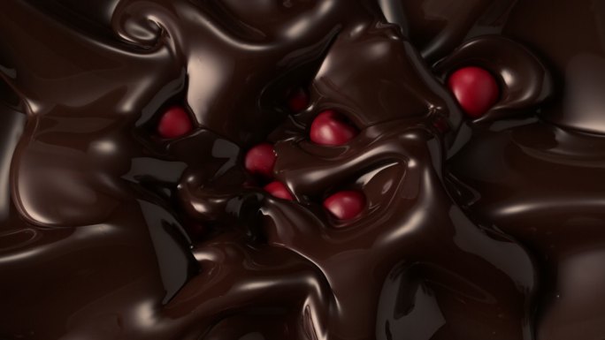 酸樱桃掉进黑巧克力