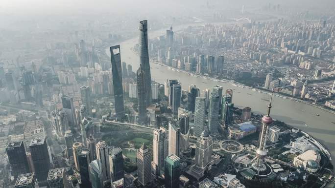 上海天际线鸟瞰图上海陆家嘴大全景上海地标