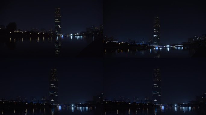 郑东新区千玺千禧广场玉米楼夜景如意湖大气