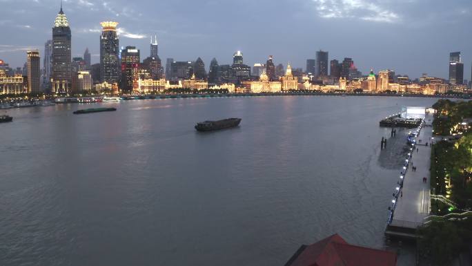 上海外滩夜景航拍