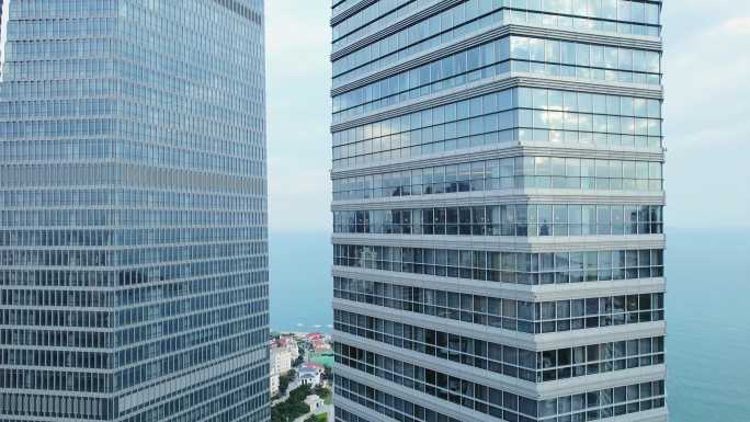 青岛海天中心航拍延时建筑幕墙城市高楼