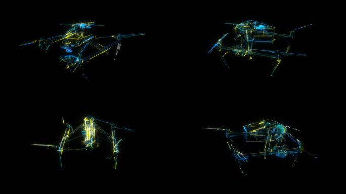 朋克风全息无人机动画透明通道素材