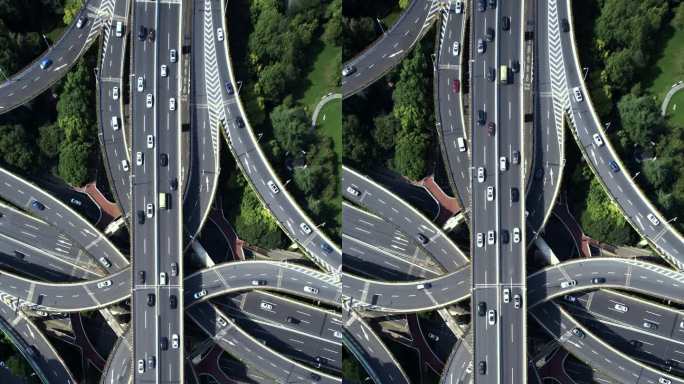 繁忙道路交叉口T/L鸟瞰图