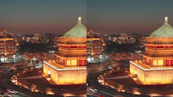 西安钟楼落差与中国城市夜间交通