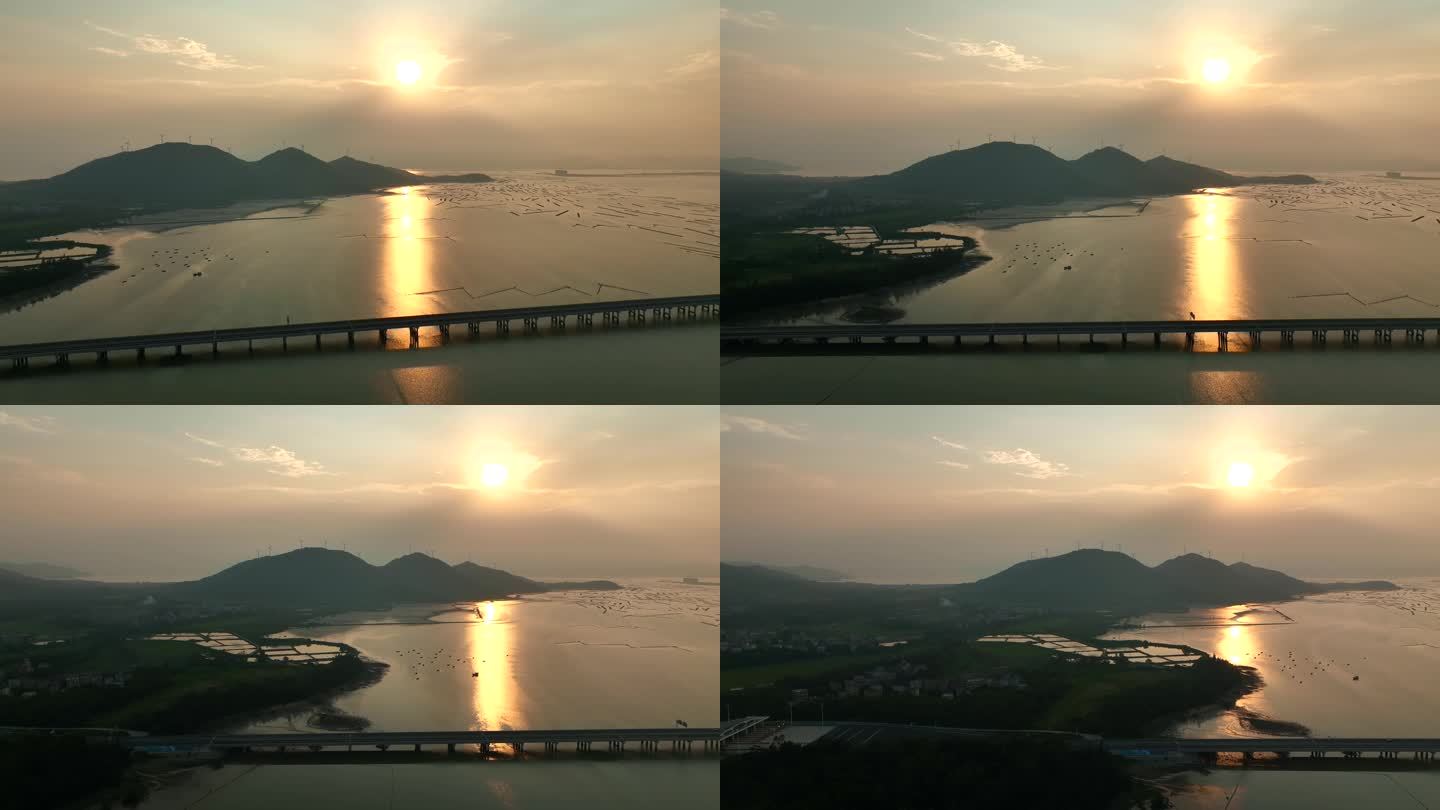 海陵岛大桥夕阳 高速公路大桥
