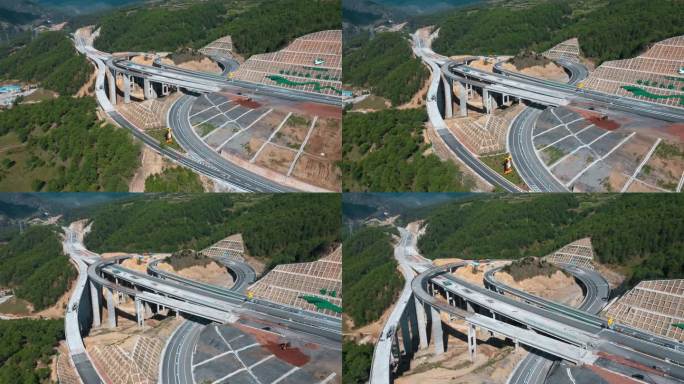 云南山区高速公路环形高架桥施工工地
