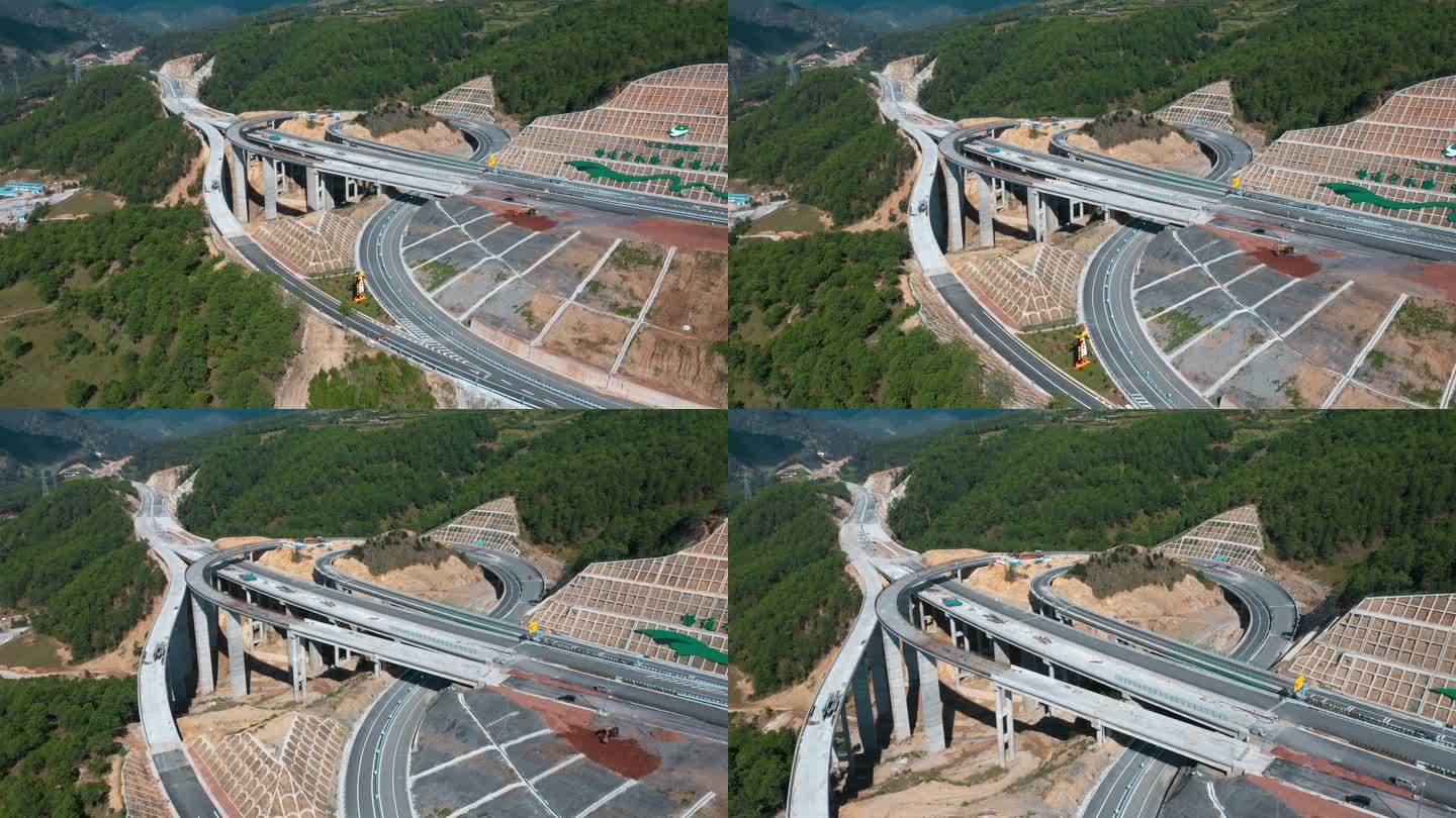 云南山区高速公路环形高架桥施工工地