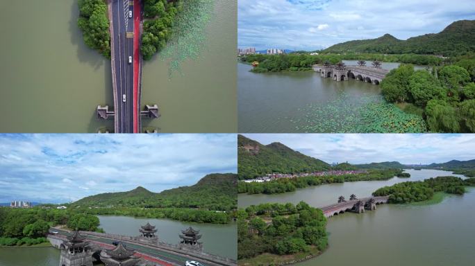 杭州萧山湘湖风景区政和桥  多镜头