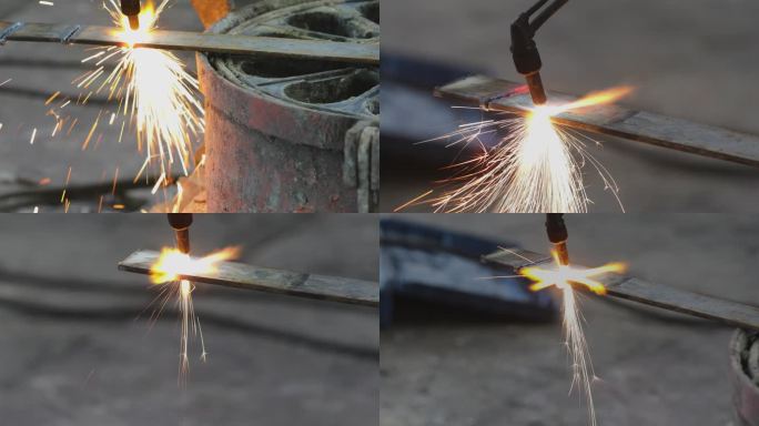 电焊气焊切割钢材火花四溅