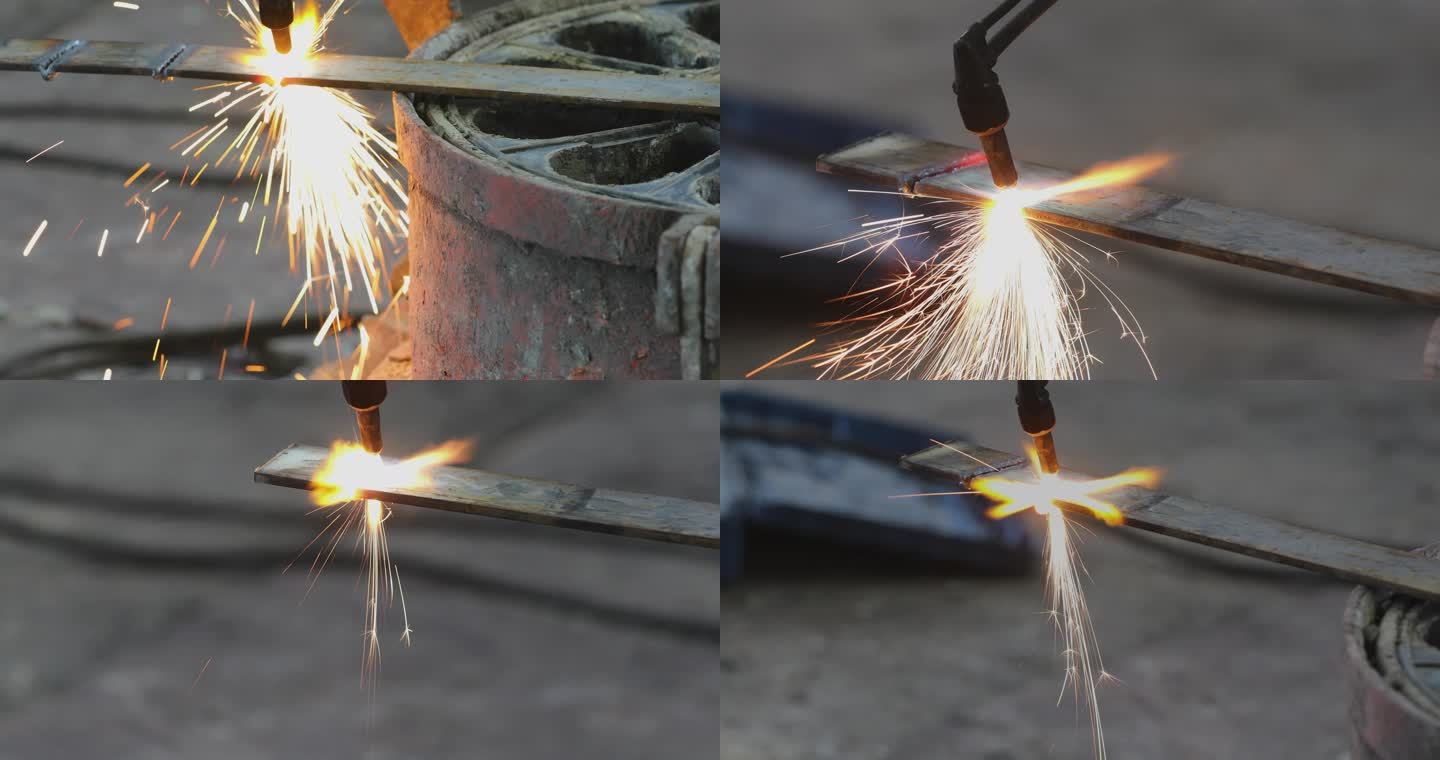 电焊气焊切割钢材火花四溅