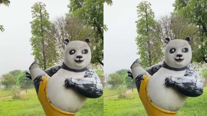 功夫熊猫雕塑1竖屏（4K）