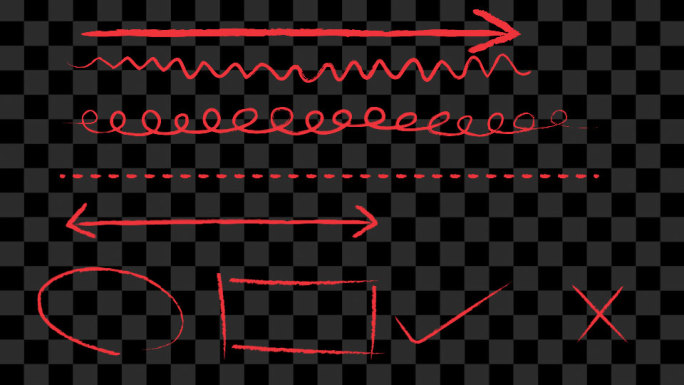 20组 手绘图形  标注重点红圈线条箭头