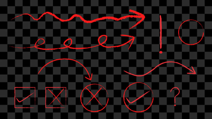 20组 手绘图形  标注重点红圈线条箭头
