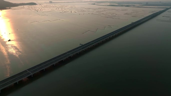 海陵岛大桥夕阳 高速公路大桥