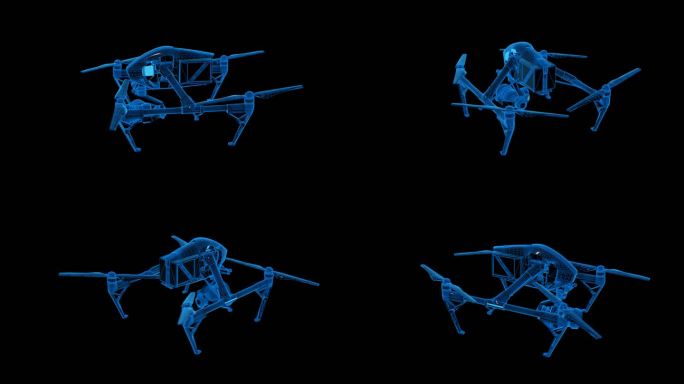 蓝色科技线条无人机动画透明通道素材