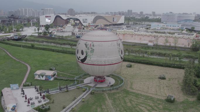 4K都江堰熊猫融创乐园热气球环绕