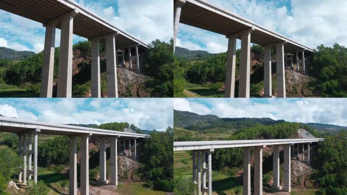 公路视频云南山区高速公路超级高架桥桥墩