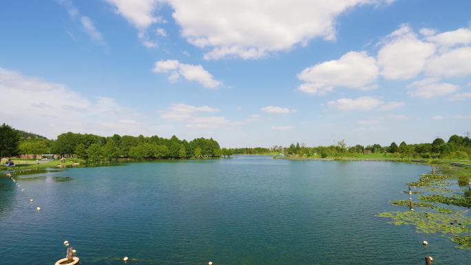河流湖泊蓝天白云生态绿色可持续发展