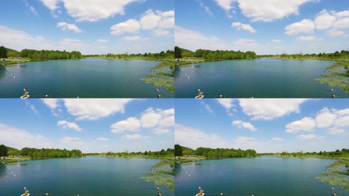 河流湖泊蓝天白云生态绿色可持续发展