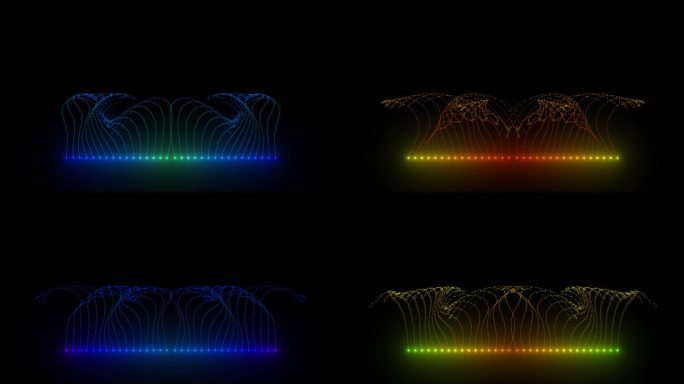4K彩色喷泉模拟音乐喷泉变色喷泉左右对称