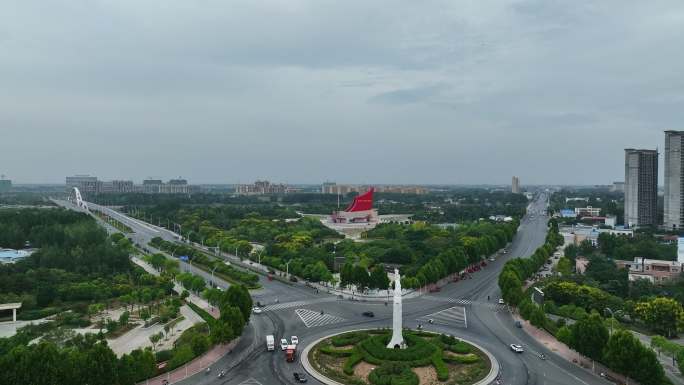 航拍邓州白马转盘 雷锋团展览馆