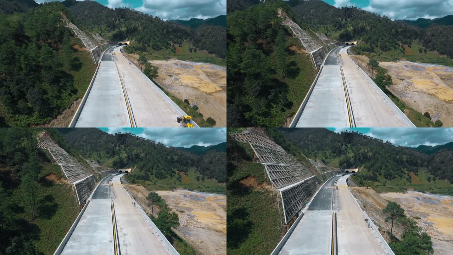 公路视频云南山区高速公路桥梁隧道建设工地