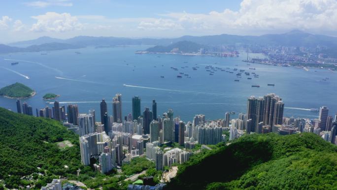 香港城市鸟瞰画面城市延时航拍香港市航拍旅