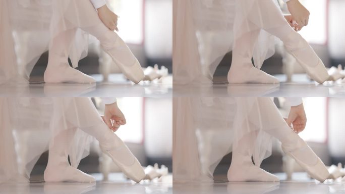一位穿着芭蕾舞鞋的芭蕾舞演员的特写镜头