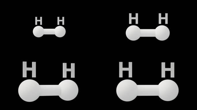 氢气分子结构三维模型氢化学分子氢能H2