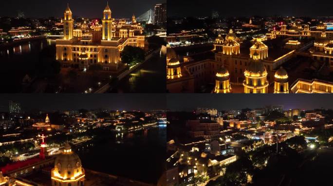 原创 福州中洲岛烟台山夜景城市航拍风光