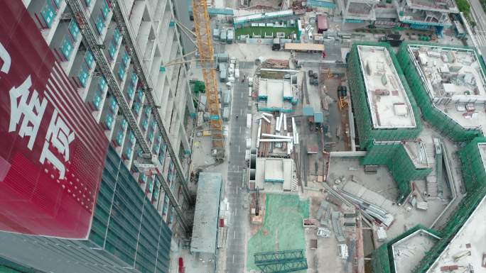 中国深圳建筑工地鸟瞰图。