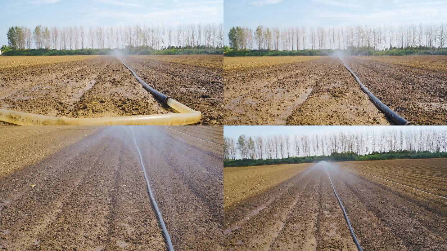 4K原创航拍 农场 农田喷灌 灌溉 浇地