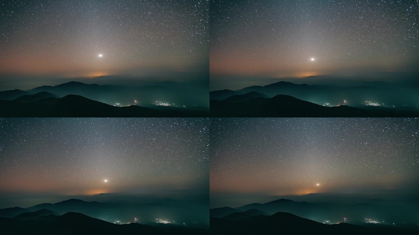 金星，黄道光和飞机轨迹，星空延时摄影