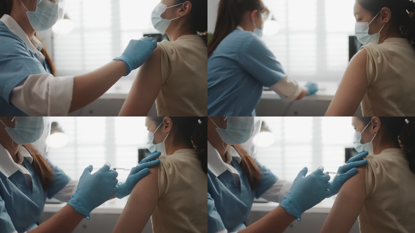 女护士为女患者注射疫苗