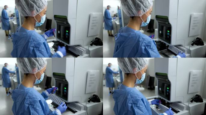 拉丁美洲技术员在实验室分析血样