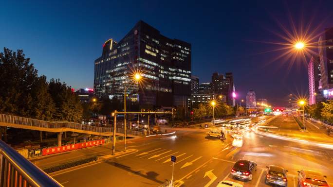 中关村e世界夜景 车流光线 延时