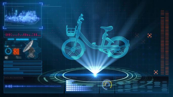 HUD科技界面共享单车展示素材