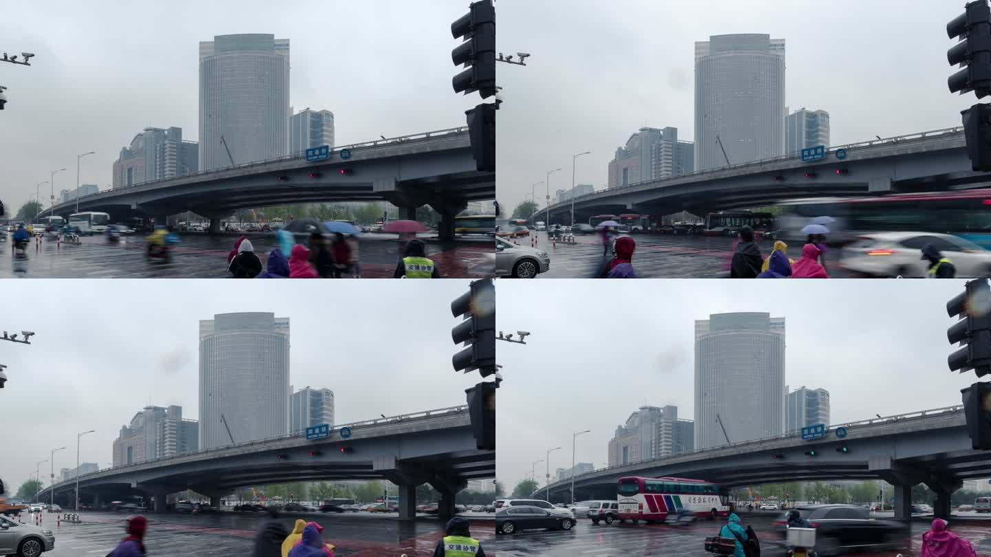 北京 中关村 四通桥 车流延时 雨景