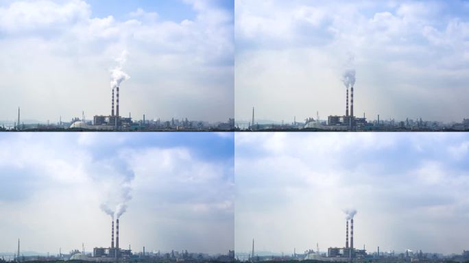 8K化工厂大烟囱 废气排放延时摄影