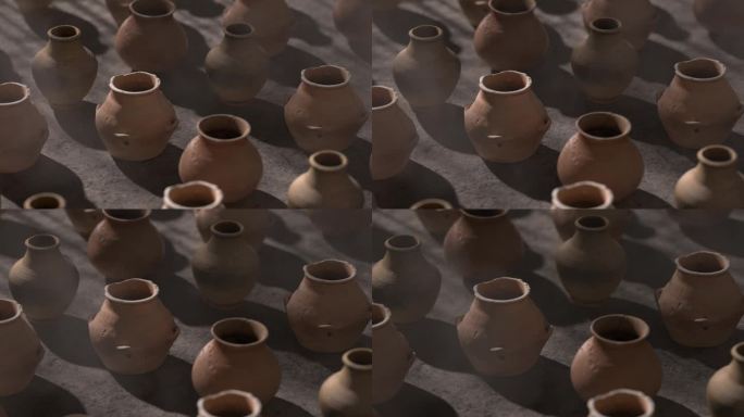 地上的陶罐三维渲染动画