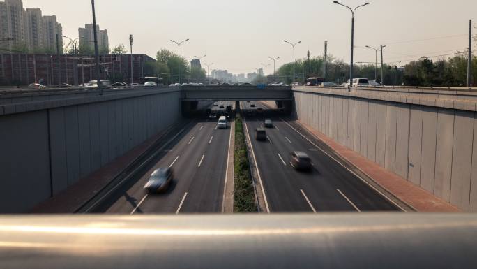 北京 西直门 白石新桥 车流滑轨延时