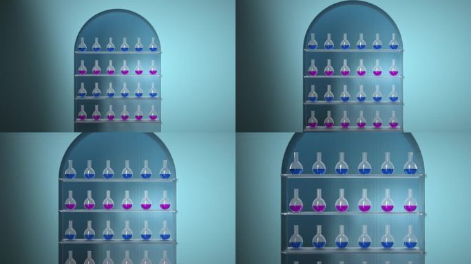 实验室器材里存放精华液高端护肤美容C4D