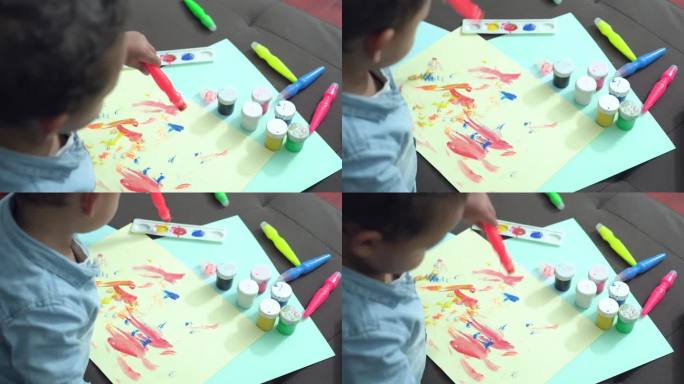 一个男孩用水彩画纸的肖像