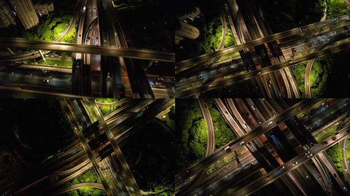 杭州瓜山立交桥夜景航拍4k
