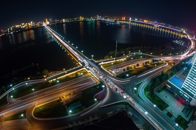 解放路桥西 夜大全景