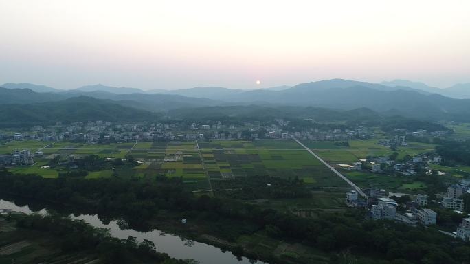 长汀宁静村庄日落4K