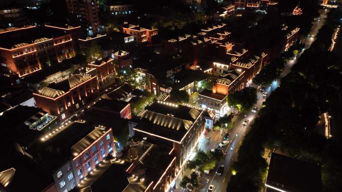 原创 福州老仓山烟台山夜景城市航拍风光